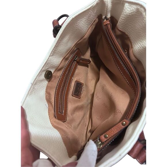 B.O.C. Multi Color White Pink & Brown Shoulder Bag Handbag with Bag Charm - Picture 14 of 16